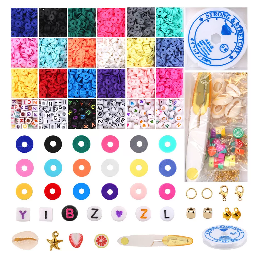 INF 4105 st 18 färger lerpärlor för armbandstillverkning, flerfärgade lerpärlor för smyckestillverkning