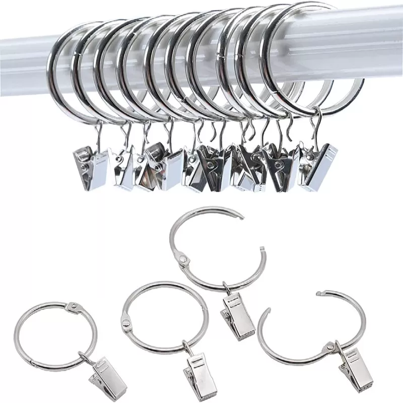 INF Öppningsbara gardinringar med klämmor gardinhängare 20-pack