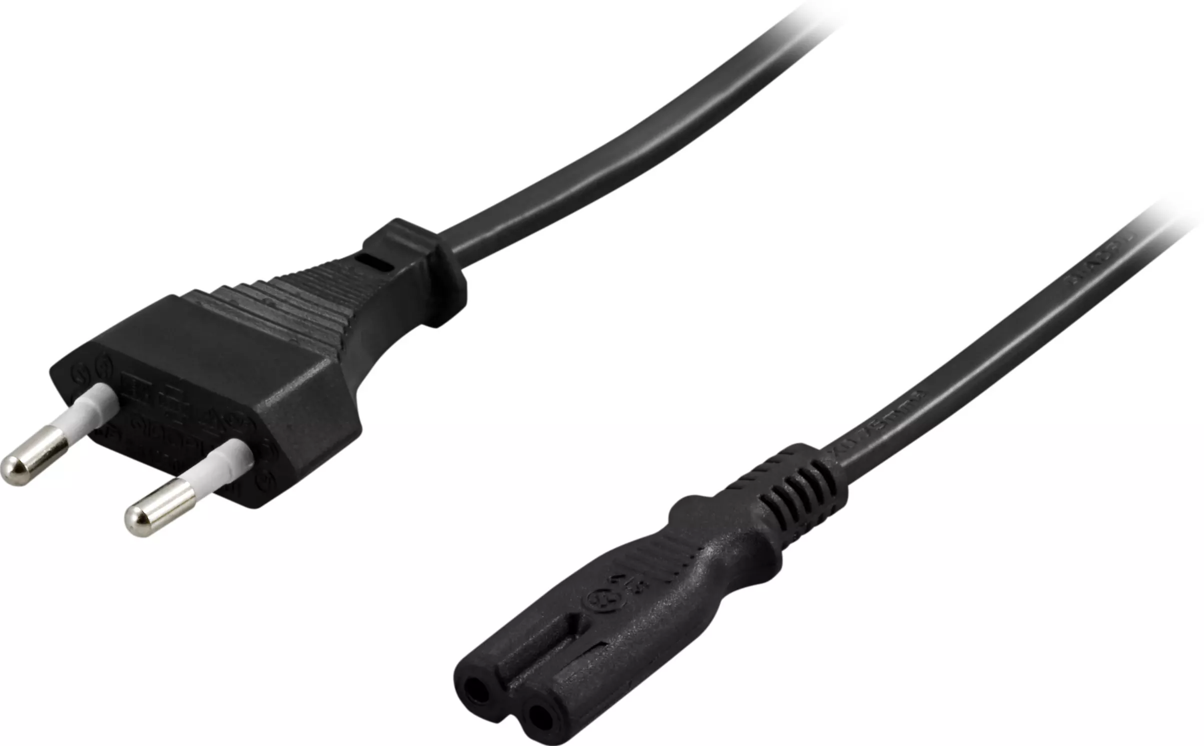 deltaco Unearthed device cable straight CEE 7/16 straight IEC C7 1m