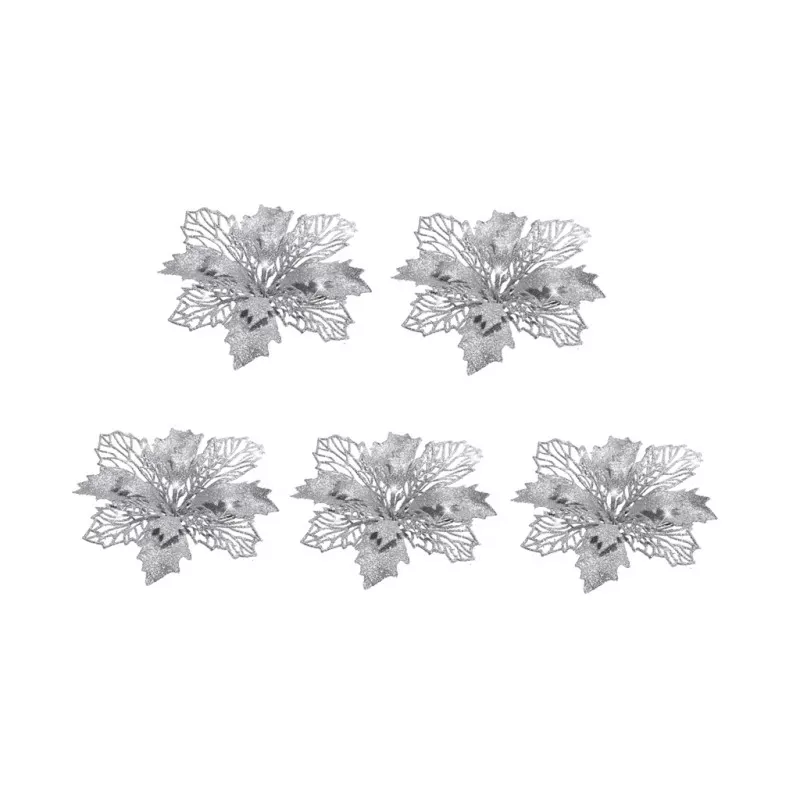 INF Konstgjorda blommor juldekoration 5-pack Silver