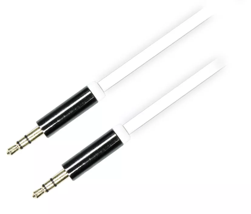 deltaco Audio Cable, 3.5mm male to 3.5mm male, 0.5m, white