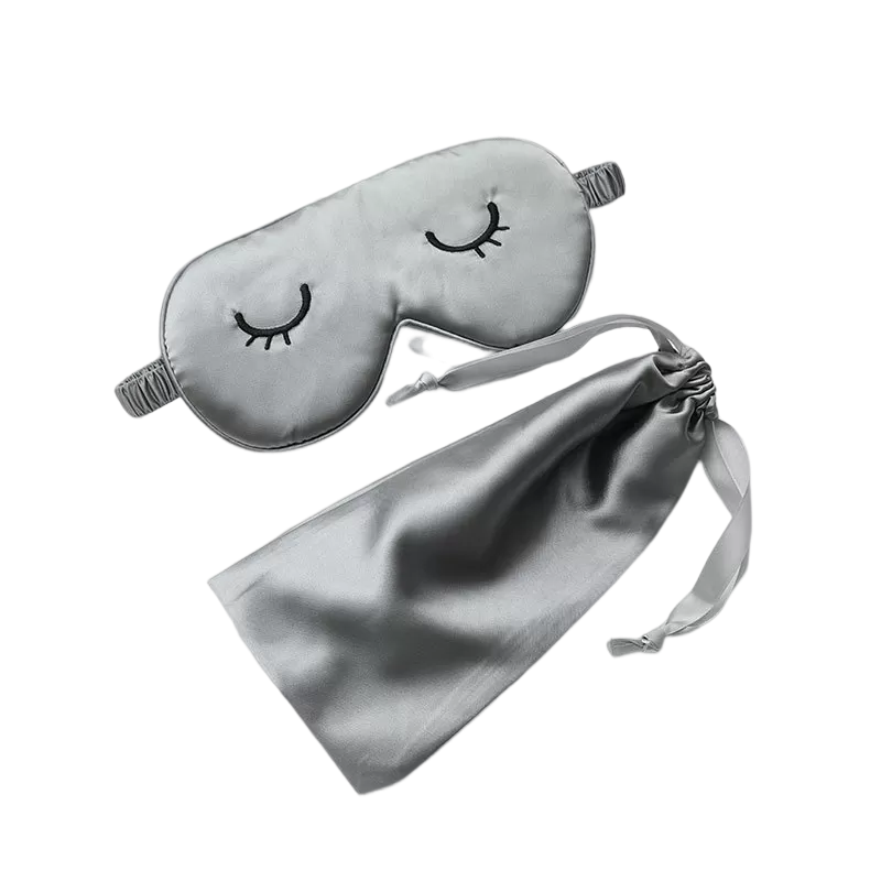 INF Broderad Ögonmask i Sidenliknande tyg Grå