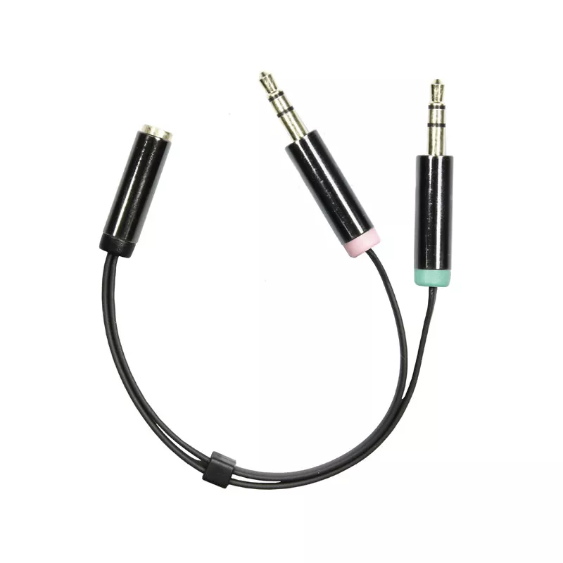 deltaco Audio adapter, 3.5mm male to 3.5mm female, 4-pin , 0.1m