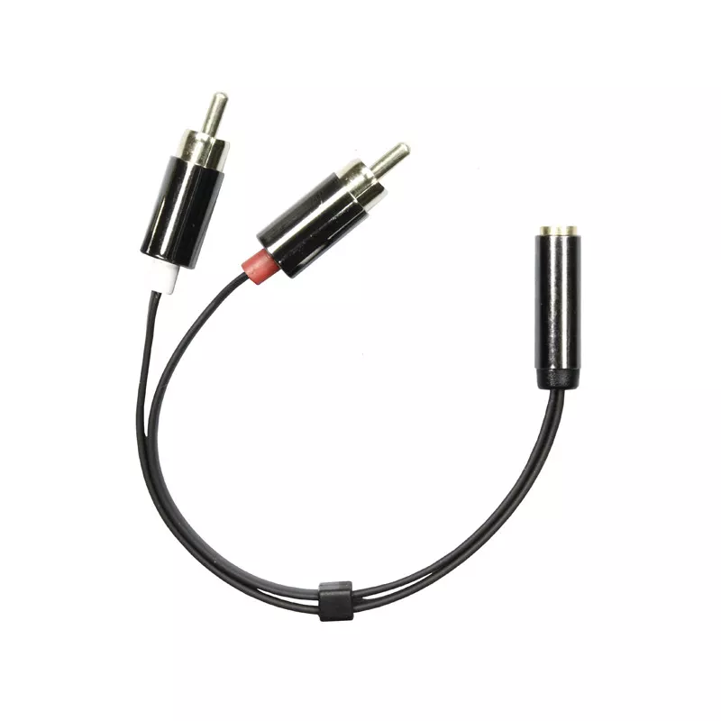 deltaco 3.5mm female to 2xRCA male, 0.1m, black