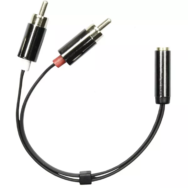 deltaco 3.5mm female to 2xRCA male, 0.1m, black