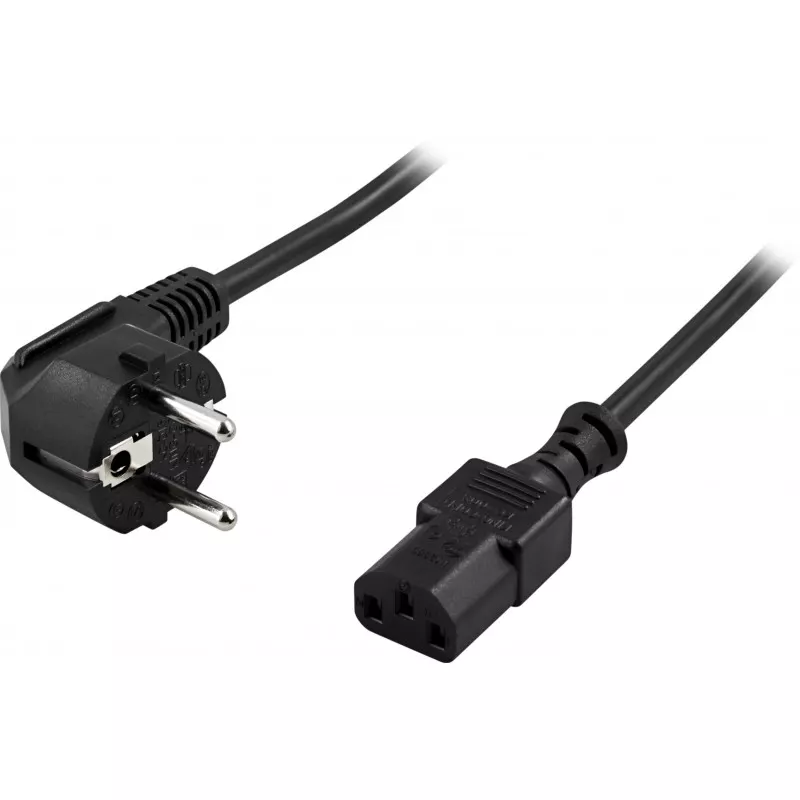 deltaco Device cable PC & wall outlet angled CEE 7/7 & IEC C13 0.2m
