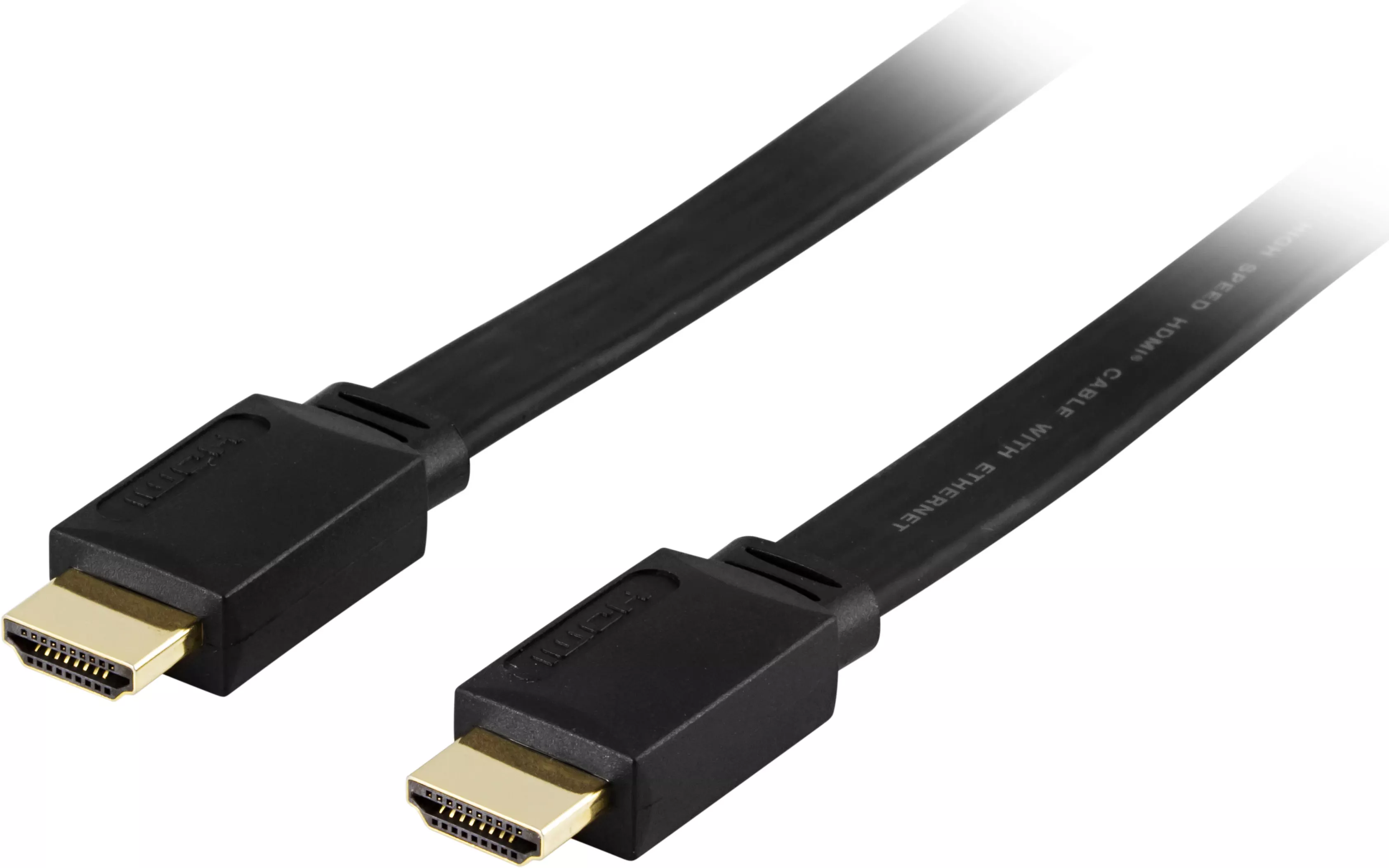 deltaco Flat HDMI cable, HDMI High Speed w/ Ethernet, 4K, 5m, black