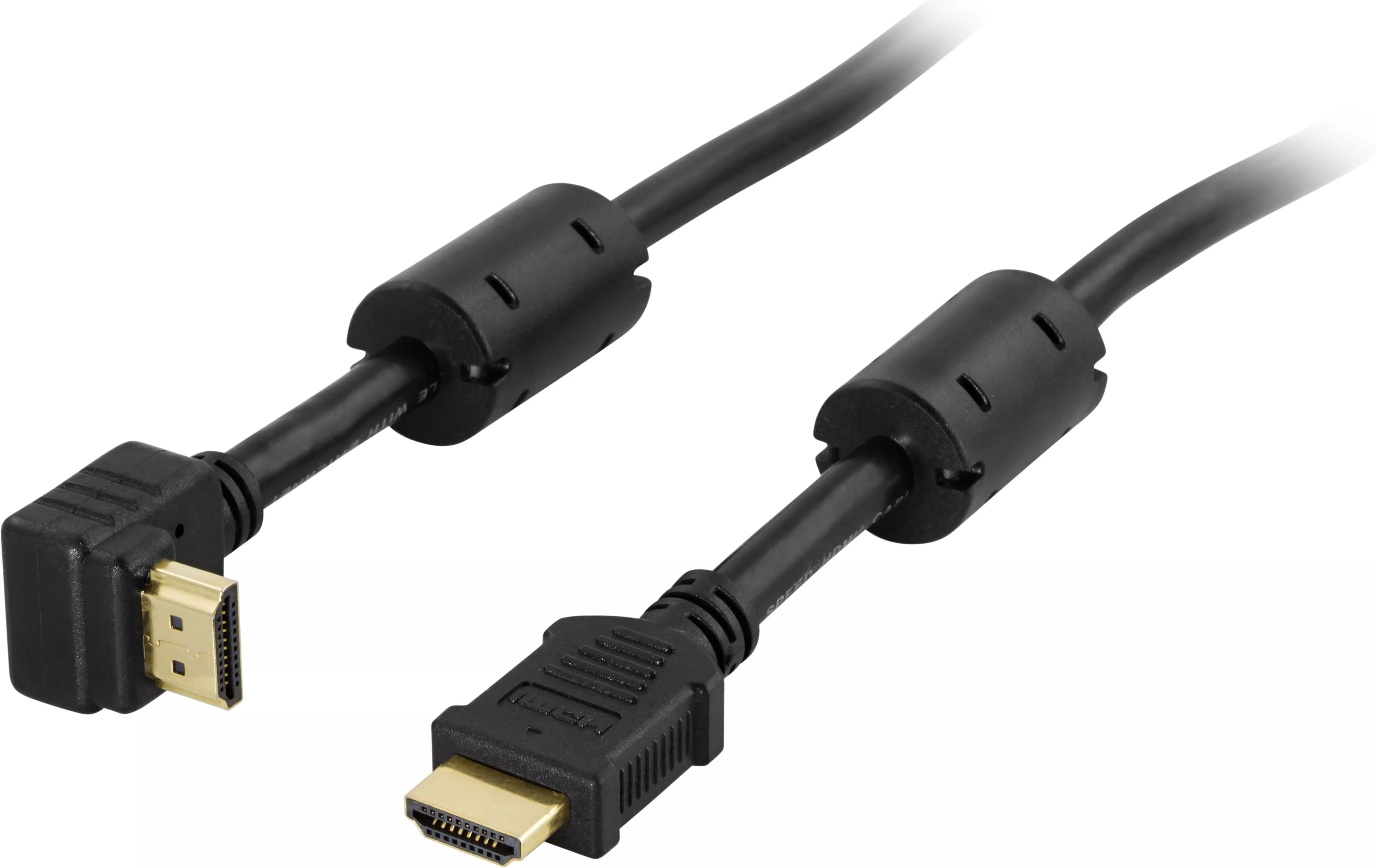 deltaco Angled HDMI cable, HDMI High Speed with Ethernet, 5m, black