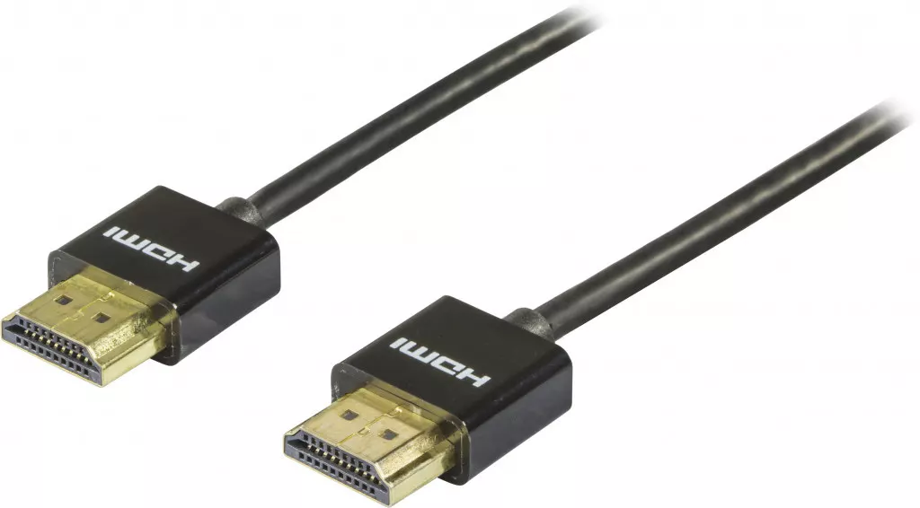 deltaco Thin HDMI cable, HDMI High Speed with Ethernet, 2m, black