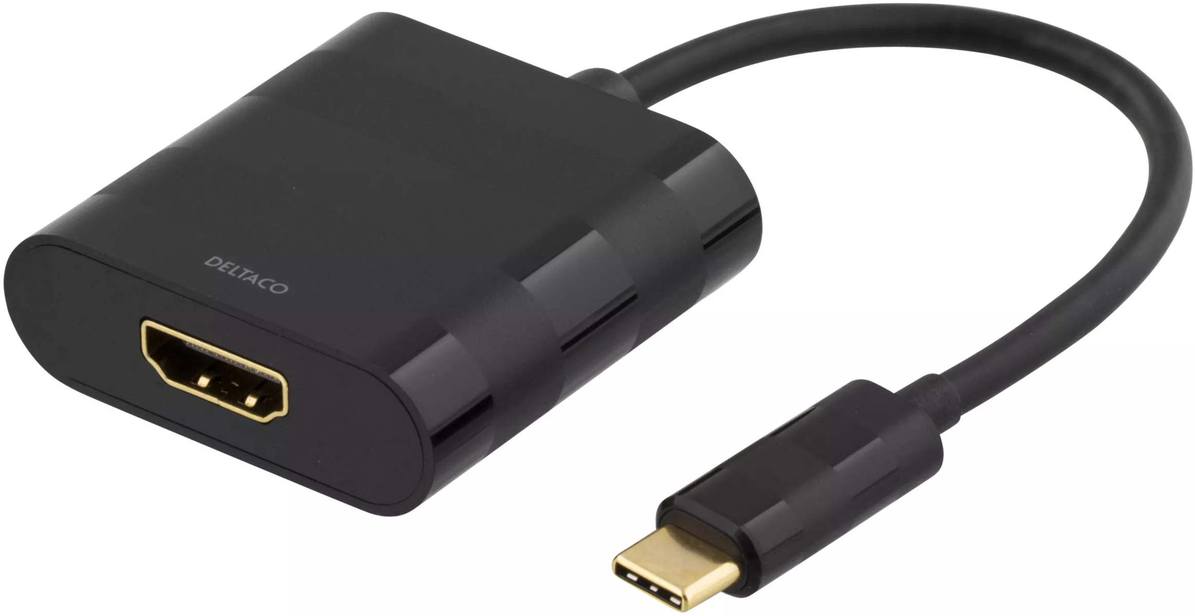 deltaco USB-C to HDMI adapter, USB type C male - HDMI female, black
