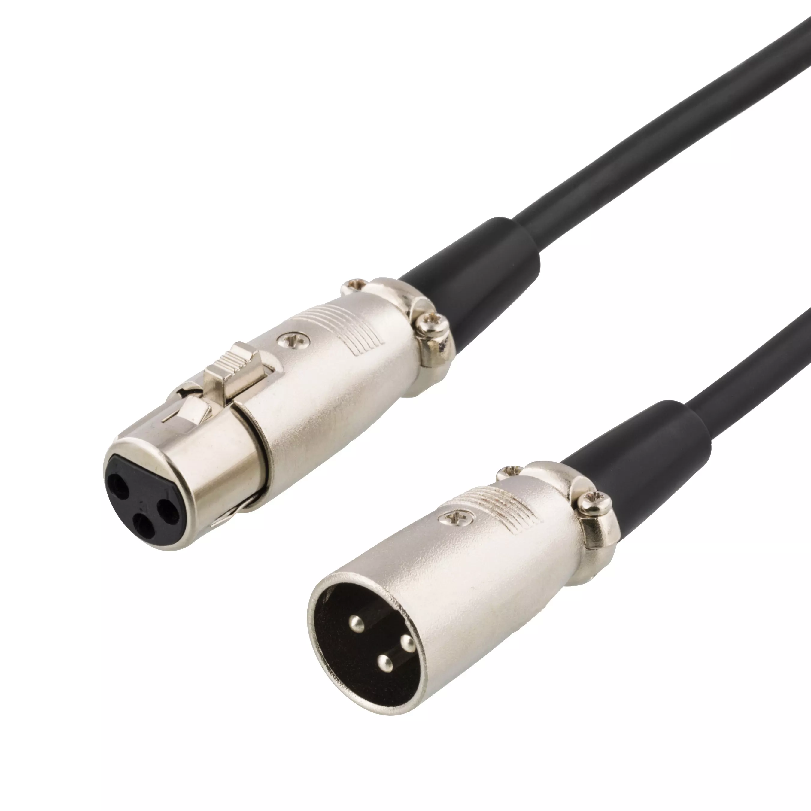 deltaco XLR audio cable, 3-pin male, 3-pin female, 2m, black