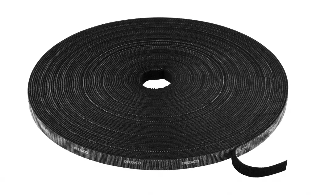 deltaco Hook and loop fastener cable ties, width 10mm, 25m, black