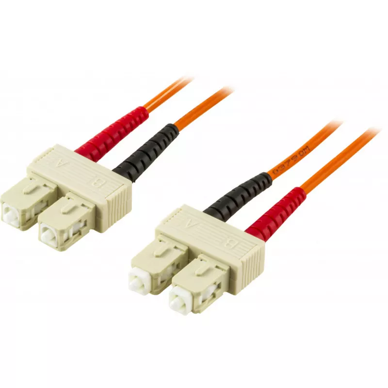 deltaco OM2 Fiber cable, SC - SC, duplex, UPC, 50/125, 10m, orange