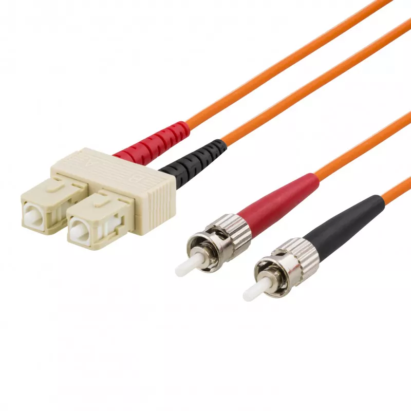 deltaco OM1 Fiber cable, SC - ST, duplex, UPC, 62,5/125, 1m, orange