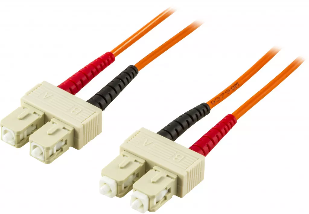 deltaco OM1 Fiber cable, SC - SC, duplex, UPC, 62,5/125, 0,5m, or.