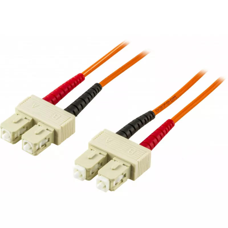 deltaco OM1 Fiber cable, SC - SC, duplex, UPC, 62,5/125, 1m, orange