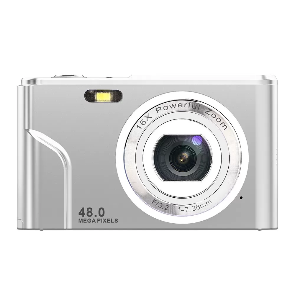 INF Digitalkamera 48 MP, 1080p FHD, 16x zoom, 32GB minneskort Silver