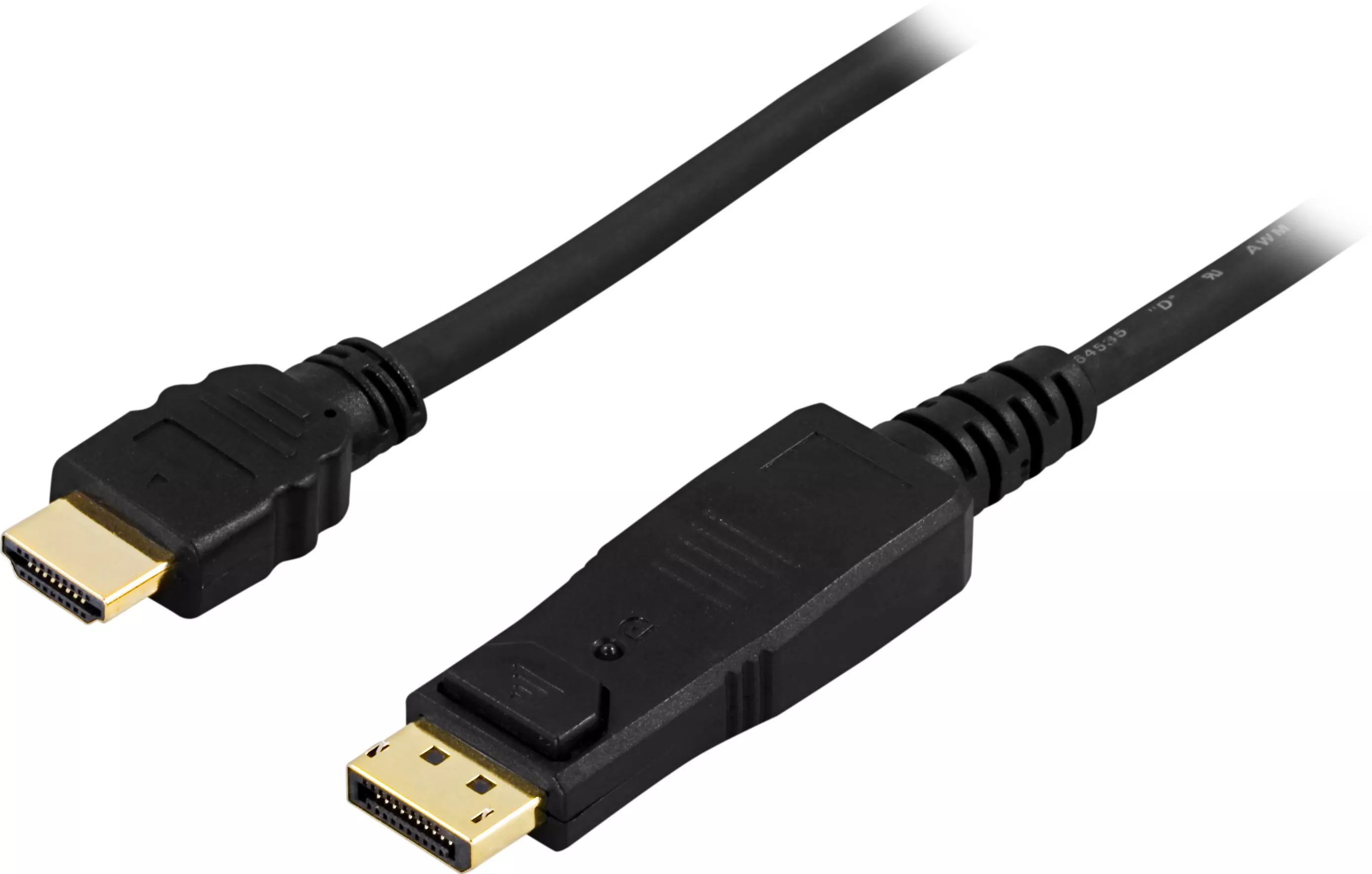 deltaco DisplayPort to HDMI cable, 20-pin male - male, 0.5m, black
