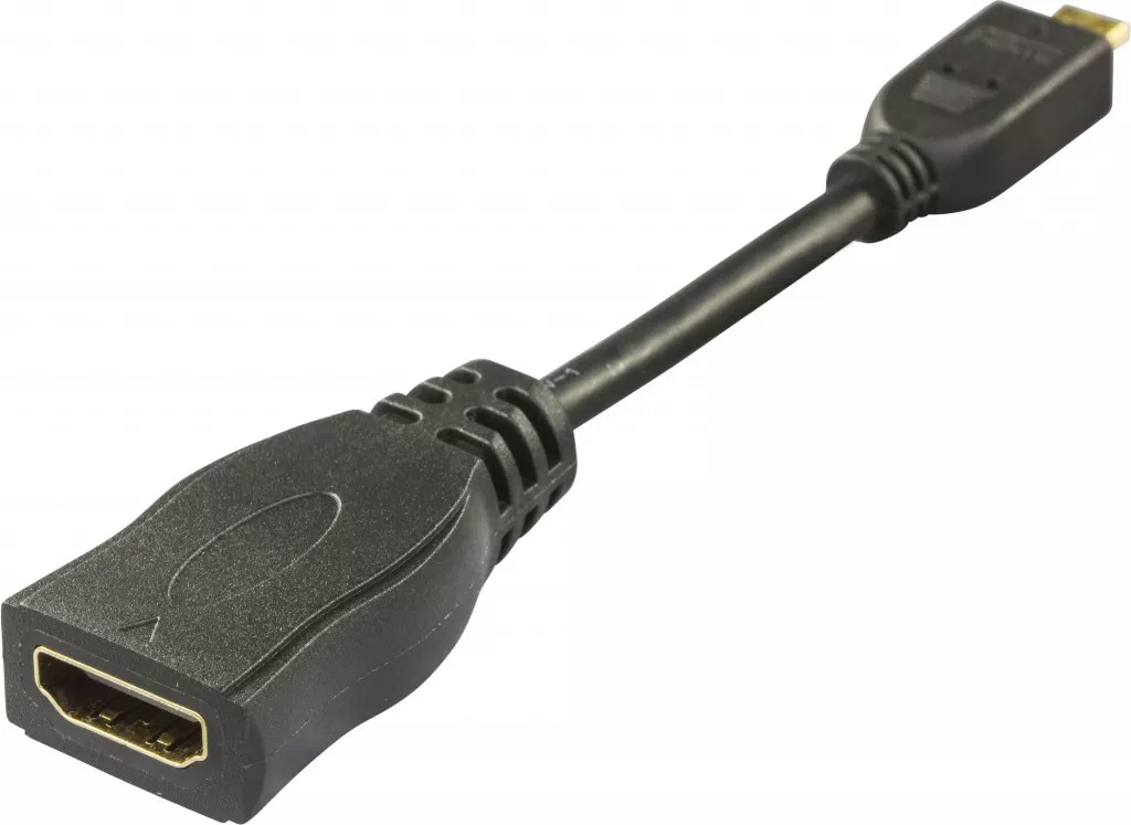 deltaco HDMI High Speed ​​adapter, Micro HDMI ma - HDMI fe, 0.1m, bl