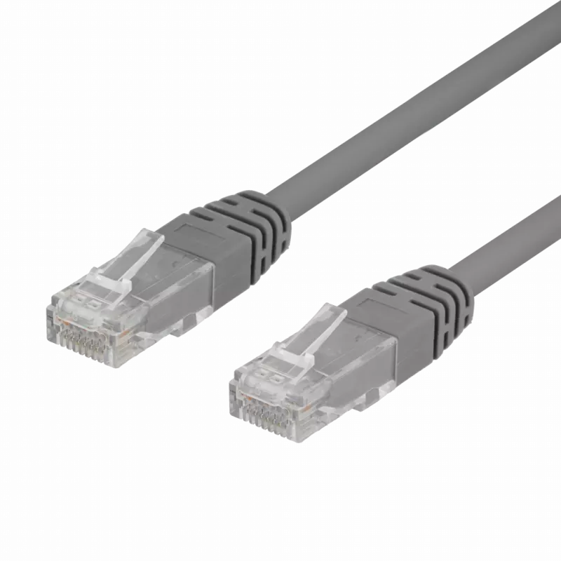 deltaco U/UTP Cat6 patch cable, LSZH, 0.3m, grey