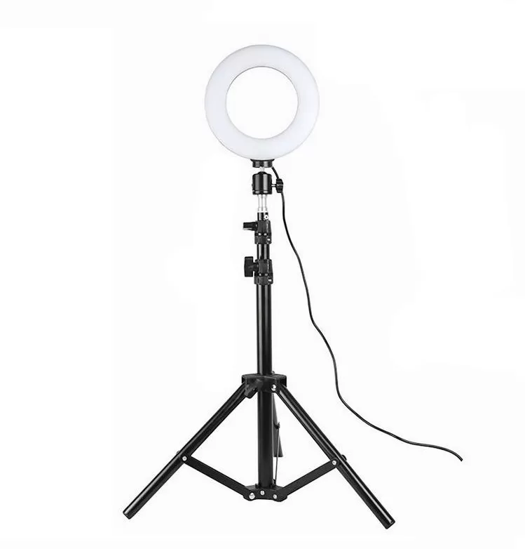 INF Roterbar selfiering på stativ med LED-lampor, 20 cm - Svart