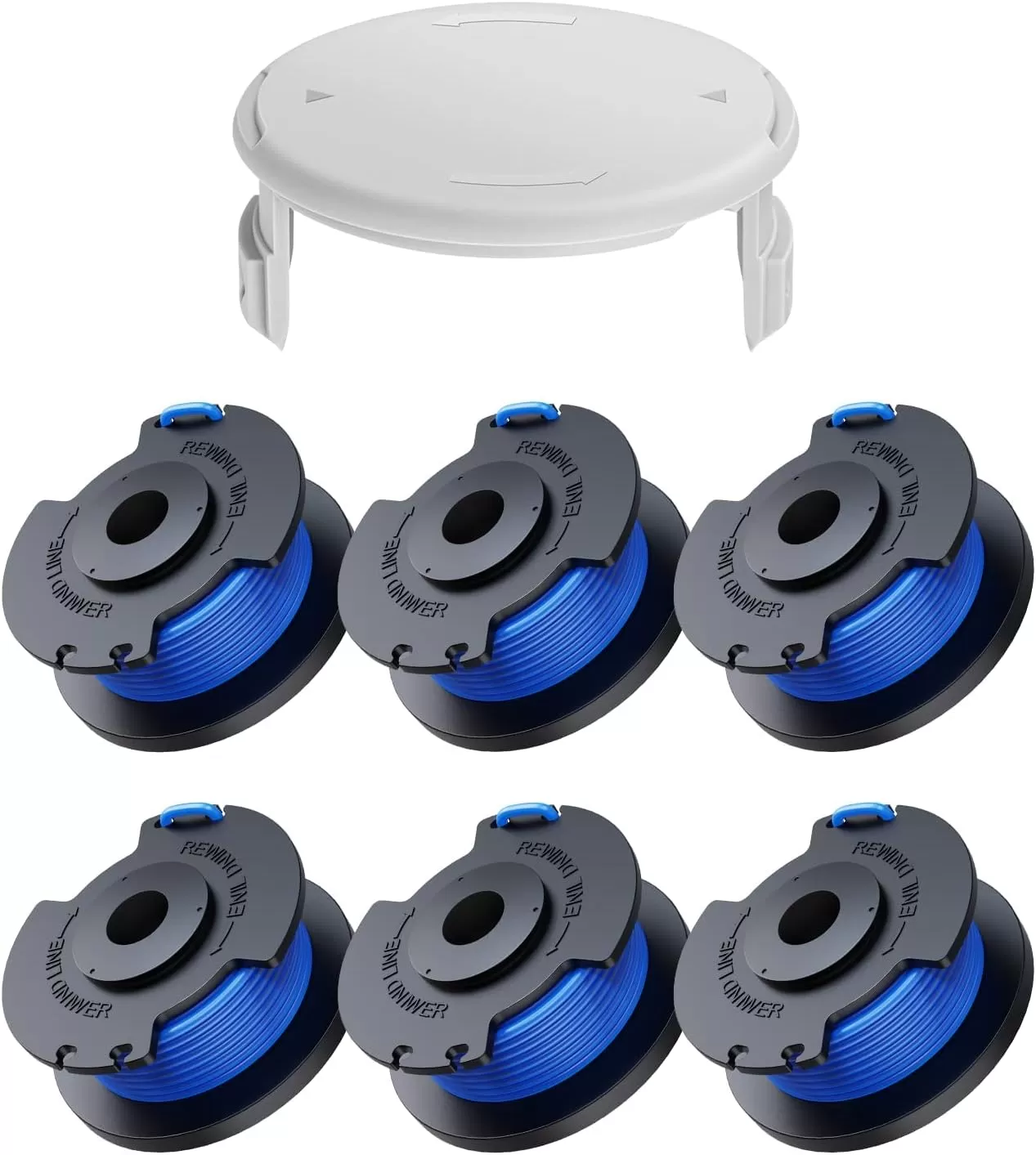 INF 6-pack trimmerspolar med trimmertråd och lock RYOBI grästrimmer