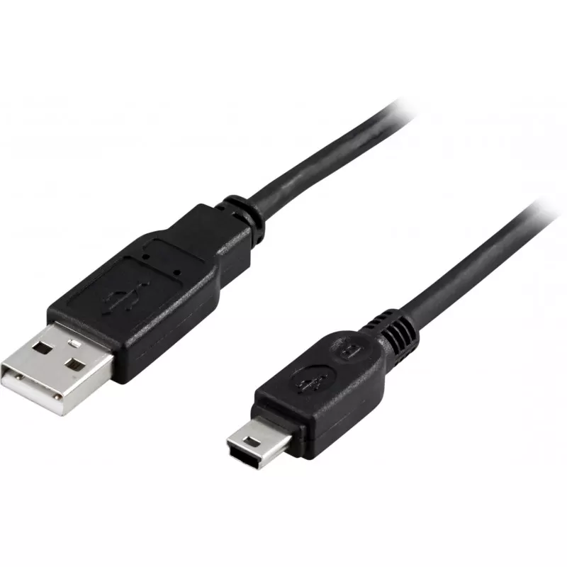 deltaco USB 2.0 cable Type A Male, Type Mini B Male 3m, black