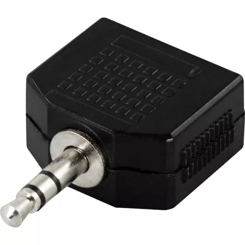 deltaco Y-adapter for audio, 1x3.5mm ma to 2x3.5mm fe