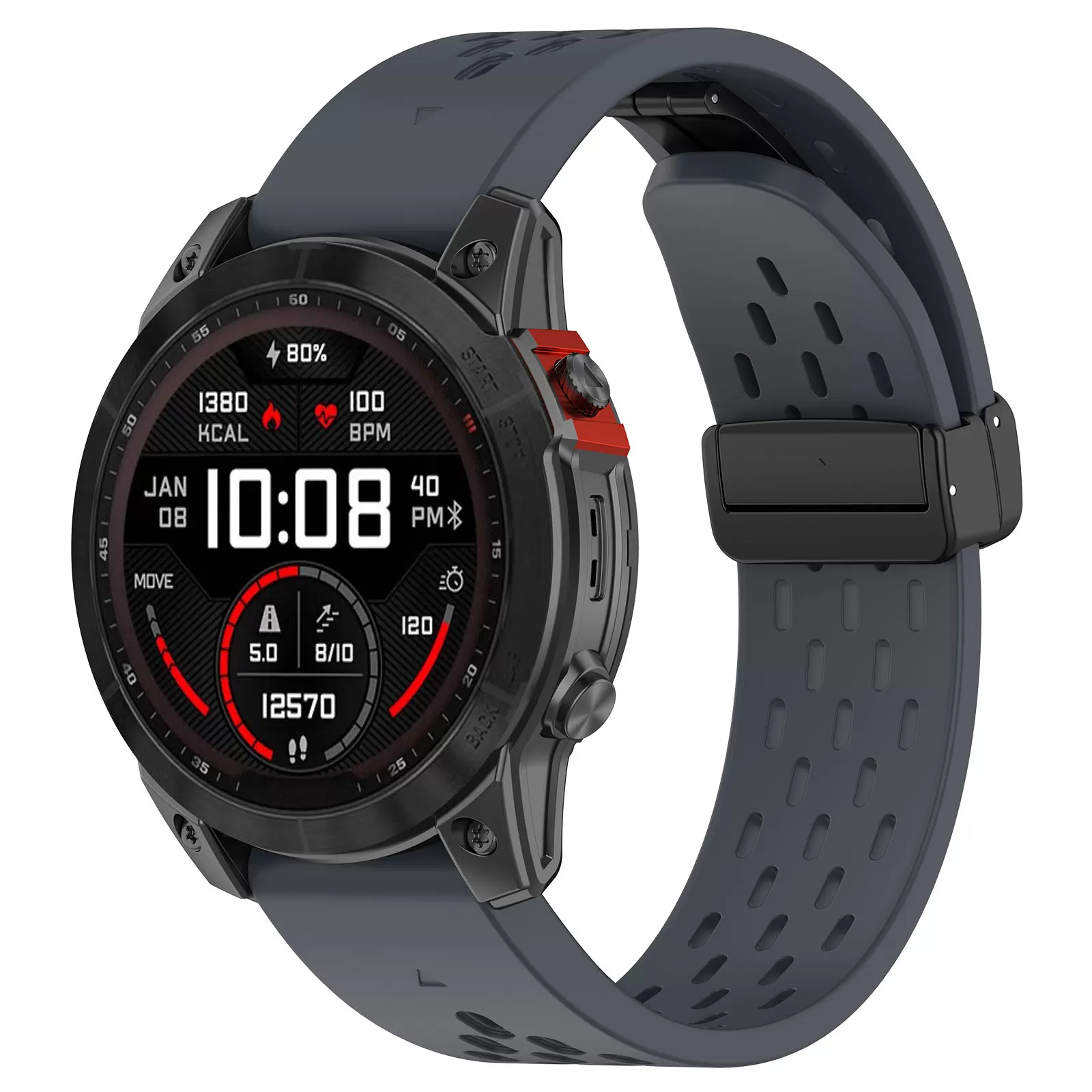 INF 22mm Silikonarmband för Garmin Epix Pro 47mm/Fenix 7/Fenix 7 Pro Mörkgrå