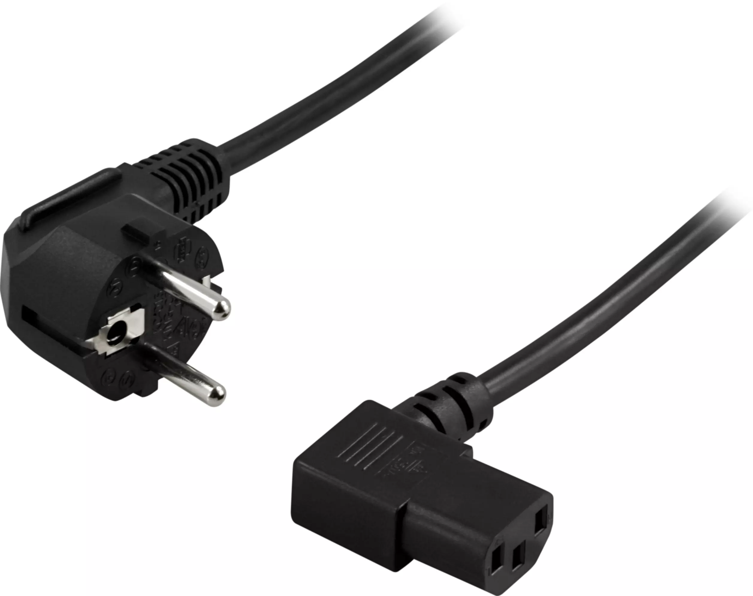 deltaco Earthed device cable angled IEC 60320 C13 , max250V/10A, 1m