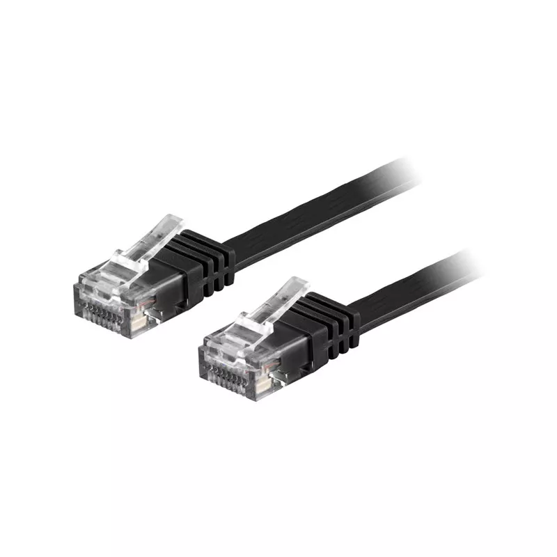 deltaco U/UTP Cat6 patch cable, flat, 0.5m, 250MHz, black